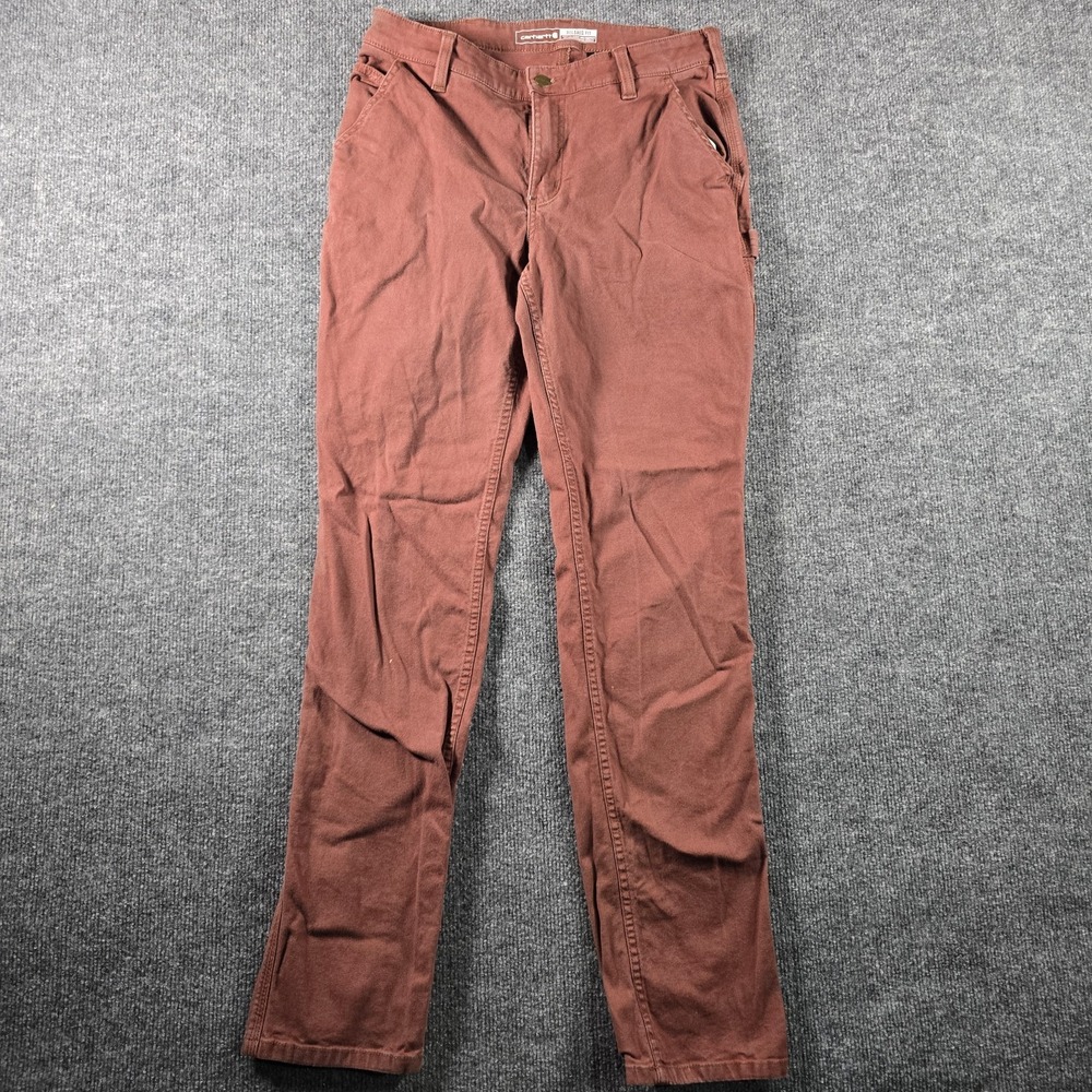 Carhartt Women's Relaxed Fit Canvas Work Pants Brown Size 6 Tall Carpenter - Picture 2 of 8